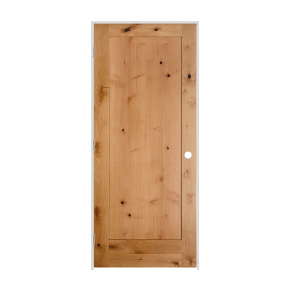 Codel Doors 18" x 80" x 1-3/8" Knotty Alder 1-Panel Interior Shaker 7-1/4" RH Prehung Door w/Satin Nickel Hinges 1668ska8401RH15714 - main